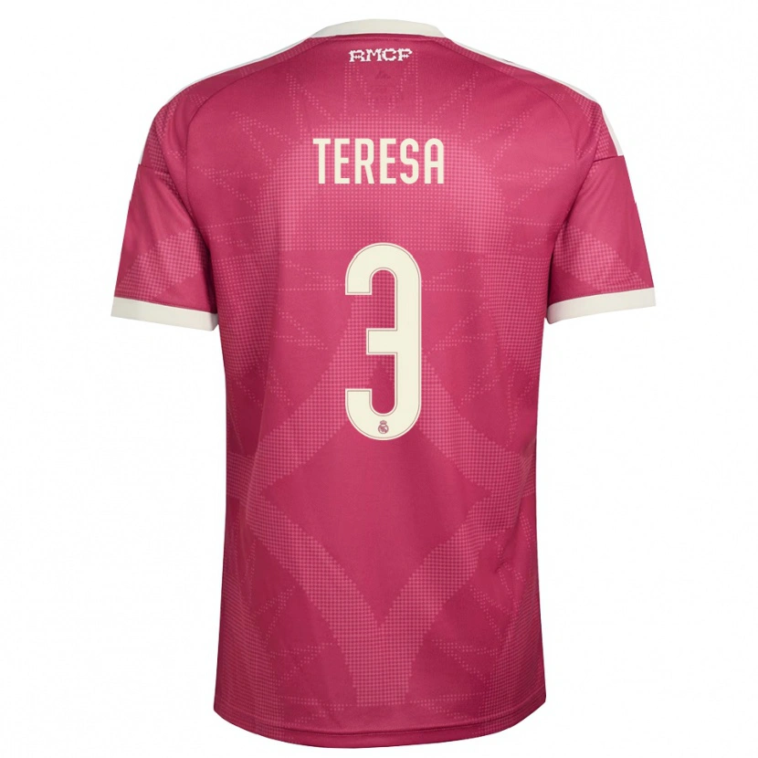 Danxen Femme Maillot Teresa Abelleira #3 Rouge Violet Pâle Blanc Troisieme 2026/27 T-Shirt