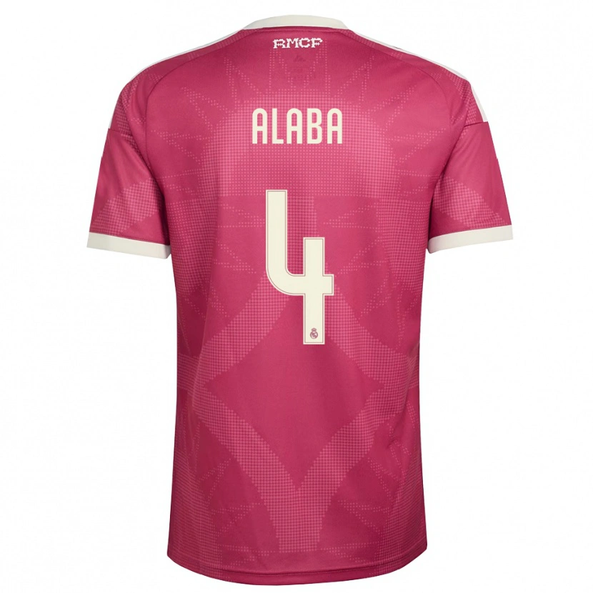 Danxen Femme Maillot David Alaba #4 Rouge Violet Pâle Blanc Troisieme 2026/27 T-Shirt