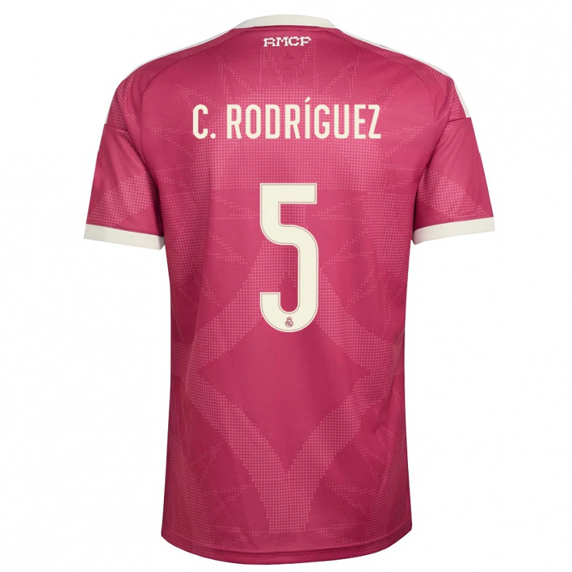 Danxen Femme Maillot Carlos Rodríguez #5 Rouge Violet Pâle Blanc Troisieme 2026/27 T-Shirt