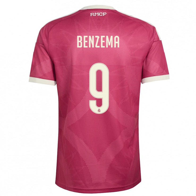 Danxen Femme Maillot Karim Benzema #9 Rouge Violet Pâle Blanc Troisieme 2026/27 T-Shirt