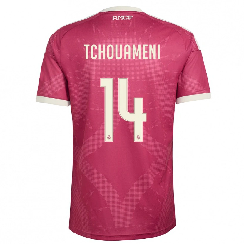 Danxen Femme Maillot Aurélien Tchouaméni #14 Rouge Violet Pâle Blanc Troisieme 2026/27 T-Shirt