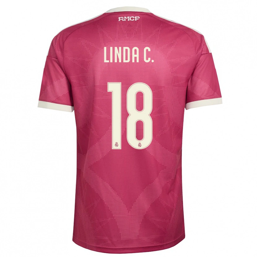 Danxen Femme Maillot Linda Caicedo #18 Rouge Violet Pâle Blanc Troisieme 2026/27 T-Shirt
