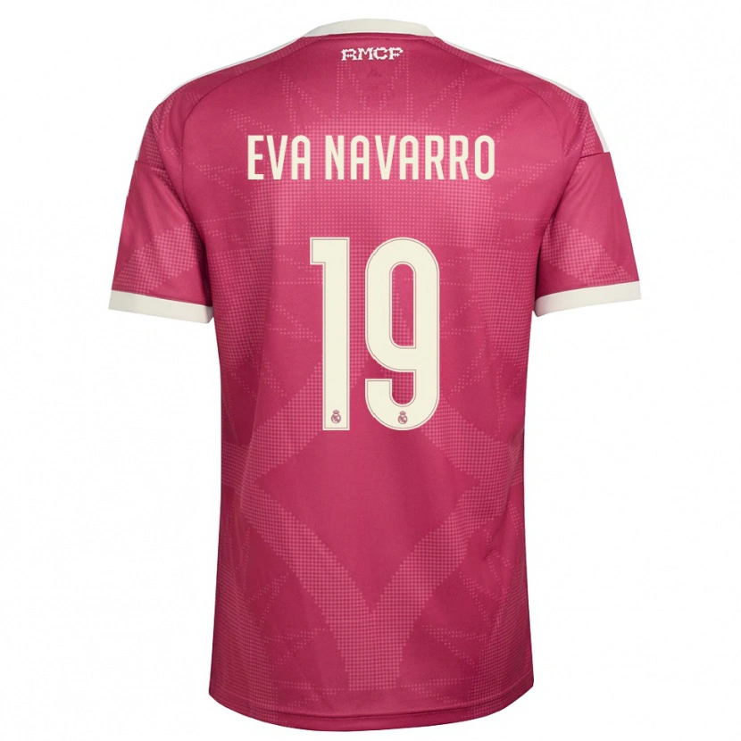 Danxen Femme Maillot Eva Navarro #19 Rouge Violet Pâle Blanc Troisieme 2026/27 T-Shirt