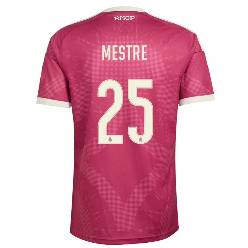 Danxen Femme Maillot Sergio Mestre #25 Rouge Violet Pâle Blanc Troisieme 2026/27 T-Shirt