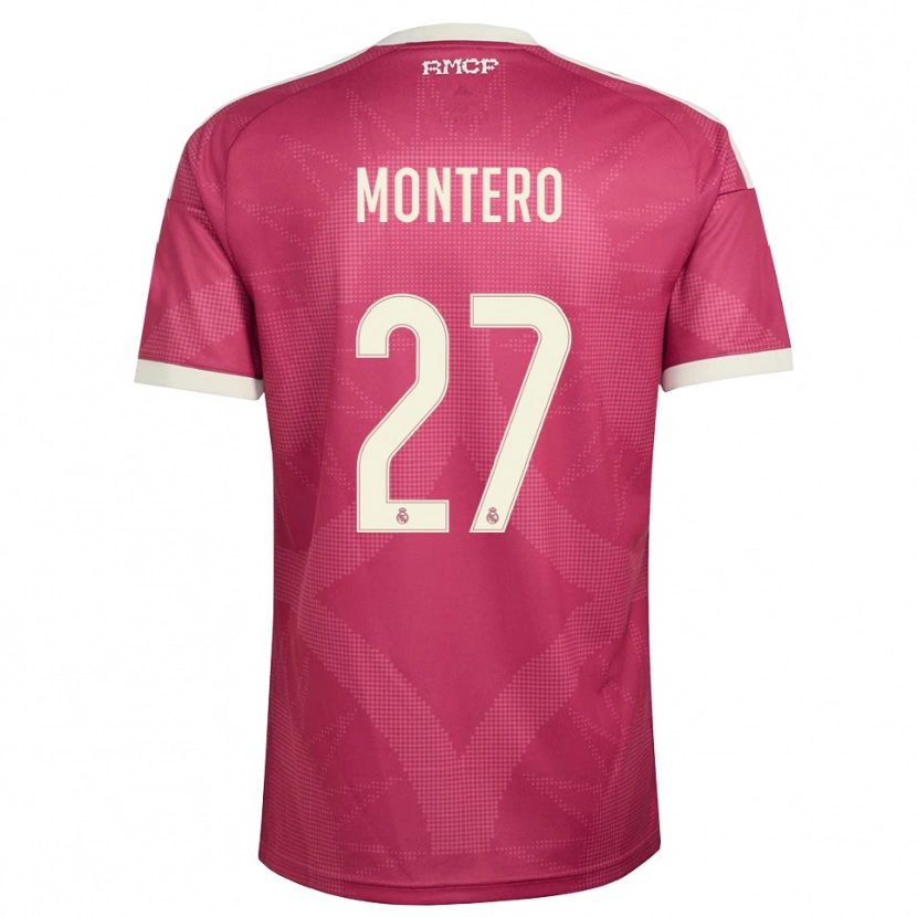 Danxen Femme Maillot Pablo Montero #27 Rouge Violet Pâle Blanc Troisieme 2026/27 T-Shirt