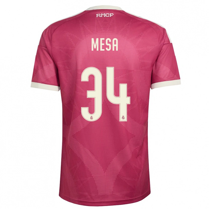 Danxen Femme Maillot Óscar Mesa #34 Rouge Violet Pâle Blanc Troisieme 2026/27 T-Shirt