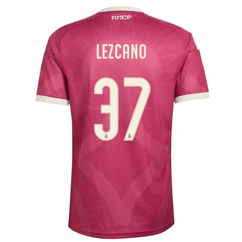 Danxen Femme Maillot Álvaro Lezcano #37 Rouge Violet Pâle Blanc Troisieme 2026/27 T-Shirt