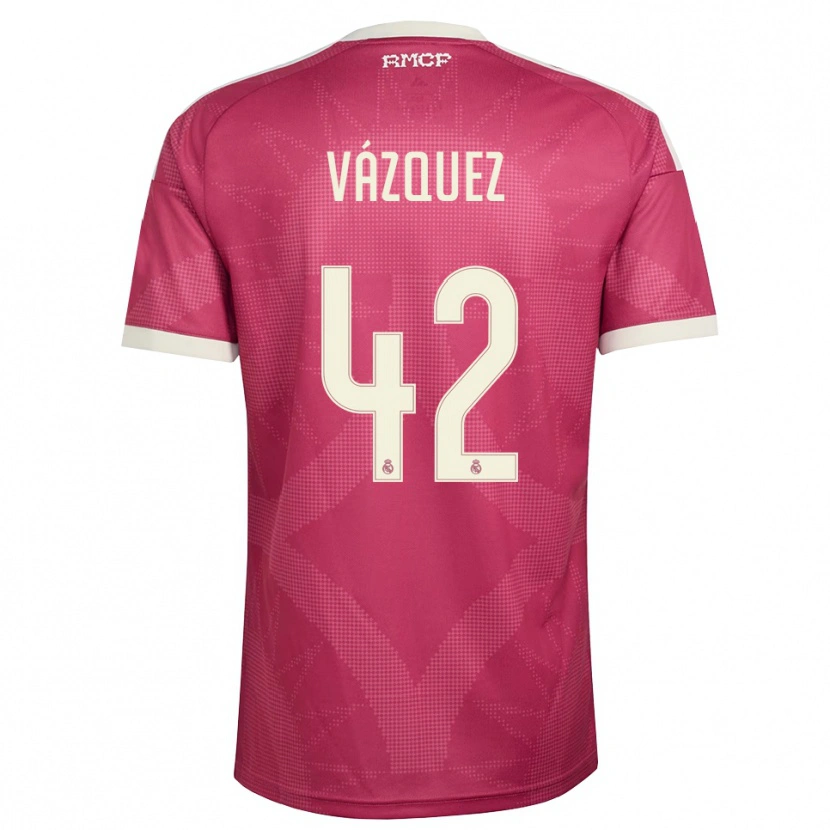 Danxen Femme Maillot Erik Vázquez #42 Rouge Violet Pâle Blanc Troisieme 2026/27 T-Shirt