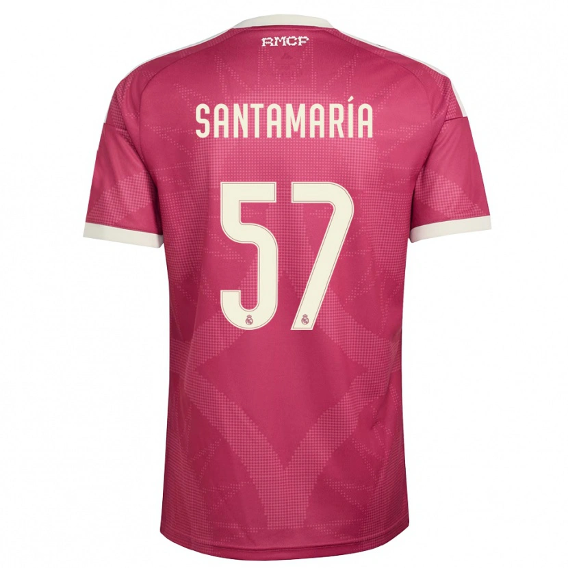 Danxen Femme Maillot Fran Santamaría #57 Rouge Violet Pâle Blanc Troisieme 2026/27 T-Shirt