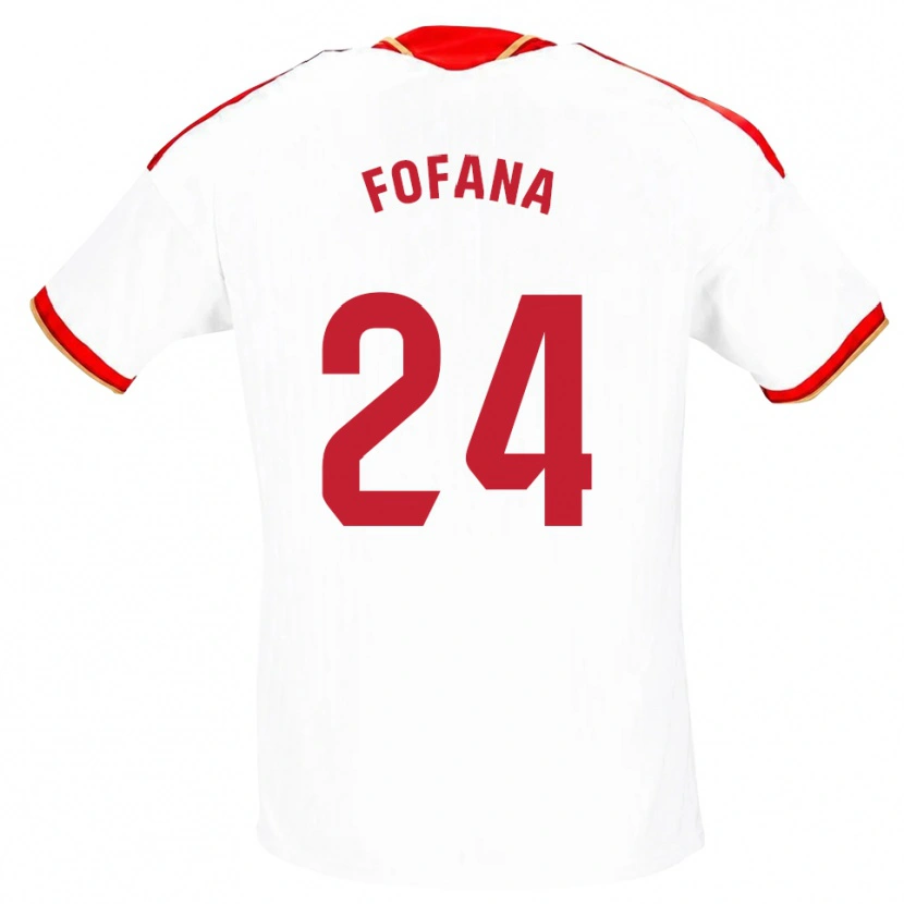 Danxen Femme Maillot Youssouf Fofana #24 Blanc Rouge Tenues Domicile 2026/27 T-Shirt