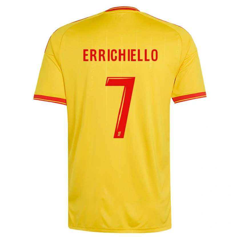 Danxen Enfant Maillot Giovan Errichiello #7 Or Orange Rouge Tenues Domicile 2026/27 T-Shirt