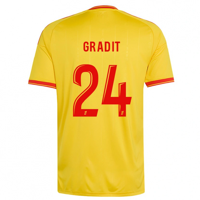 Danxen Enfant Maillot Jonathan Gradit #24 Or Orange Rouge Tenues Domicile 2026/27 T-Shirt