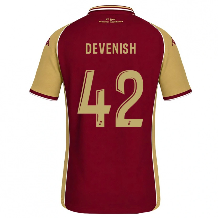 Danxen Enfant Maillot Cristian Devenish #42 Goldenrod Rouge Foncé Tenues Domicile 2026/27 T-Shirt