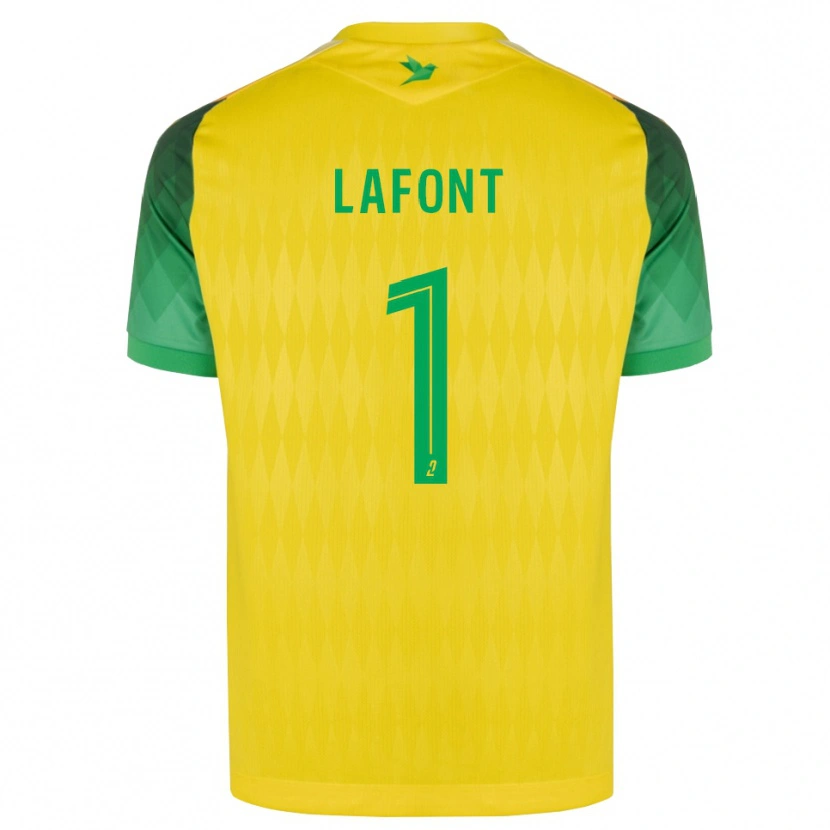 Danxen Enfant Maillot Alban Lafont #1 Jaune Vert Rouge Tenues Domicile 2026/27 T-Shirt