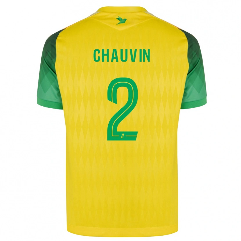 Danxen Enfant Maillot Yoann Chauvin #2 Jaune Vert Rouge Tenues Domicile 2026/27 T-Shirt