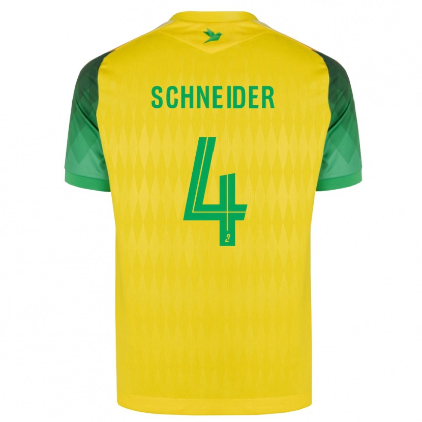 Danxen Enfant Maillot Octave Schneider #4 Jaune Vert Rouge Tenues Domicile 2026/27 T-Shirt