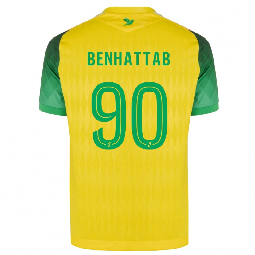 Danxen Enfant Maillot Yassine Benhattab #90 Jaune Vert Rouge Tenues Domicile 2026/27 T-Shirt