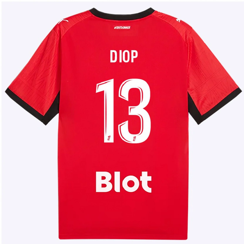 Danxen Enfant Maillot Noham Diop #13 Rouge Noir Blanc Tenues Domicile 2026/27 T-Shirt