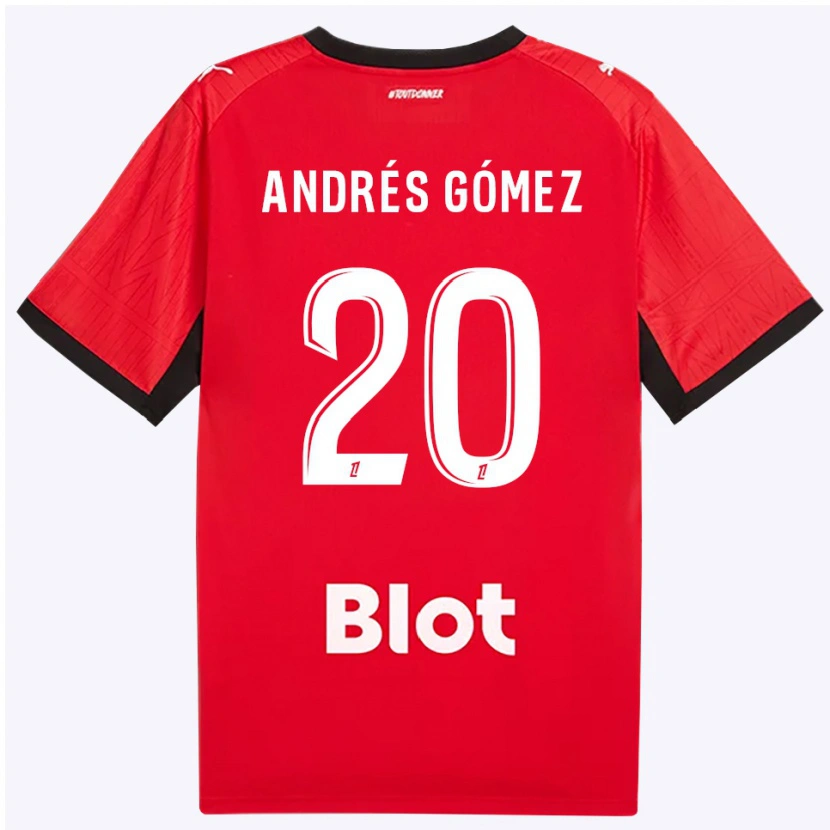 Danxen Enfant Maillot Carlos Andrés Gómez #20 Rouge Noir Blanc Tenues Domicile 2026/27 T-Shirt