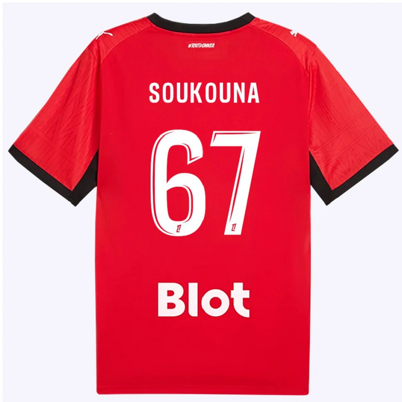 Danxen Enfant Maillot Isiaka Soukouna #67 Rouge Noir Blanc Tenues Domicile 2026/27 T-Shirt