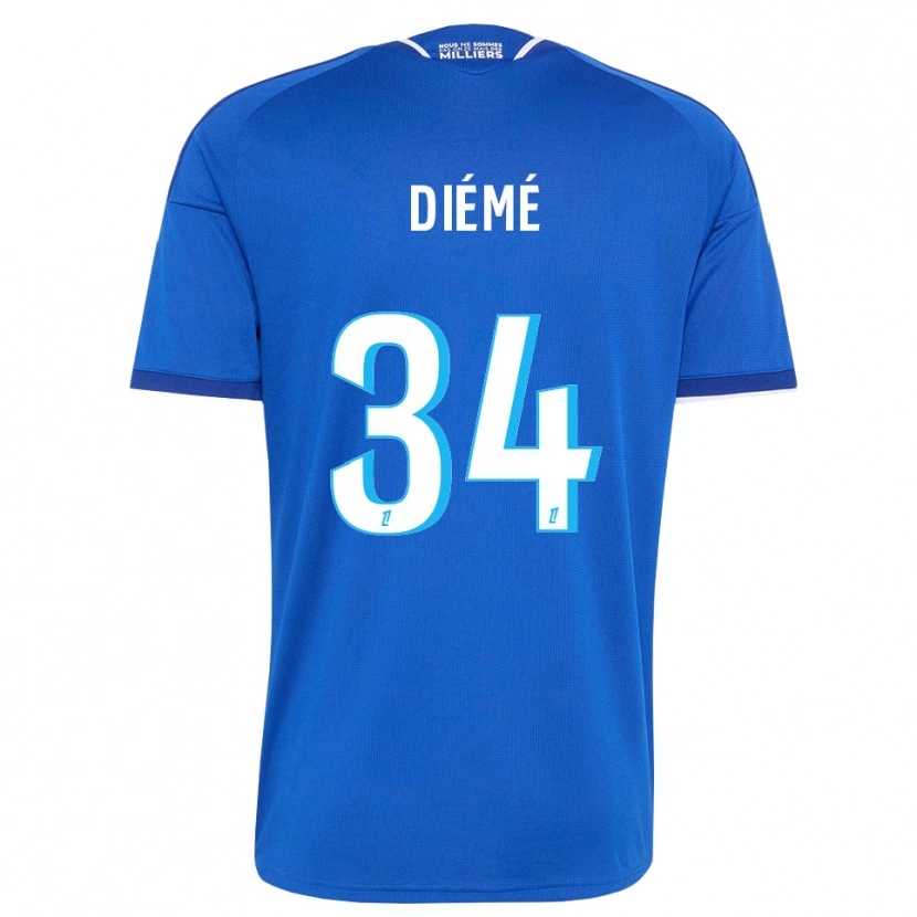 Danxen Enfant Maillot Yaya Diémé #34 Bleu Royal Blanc Tenues Domicile 2026/27 T-Shirt