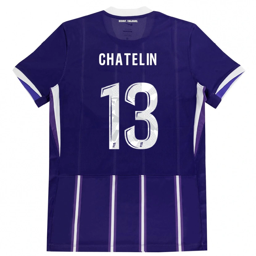 Danxen Enfant Maillot Delphin Chatelin #13 Violet Blanc Tenues Domicile 2026/27 T-Shirt
