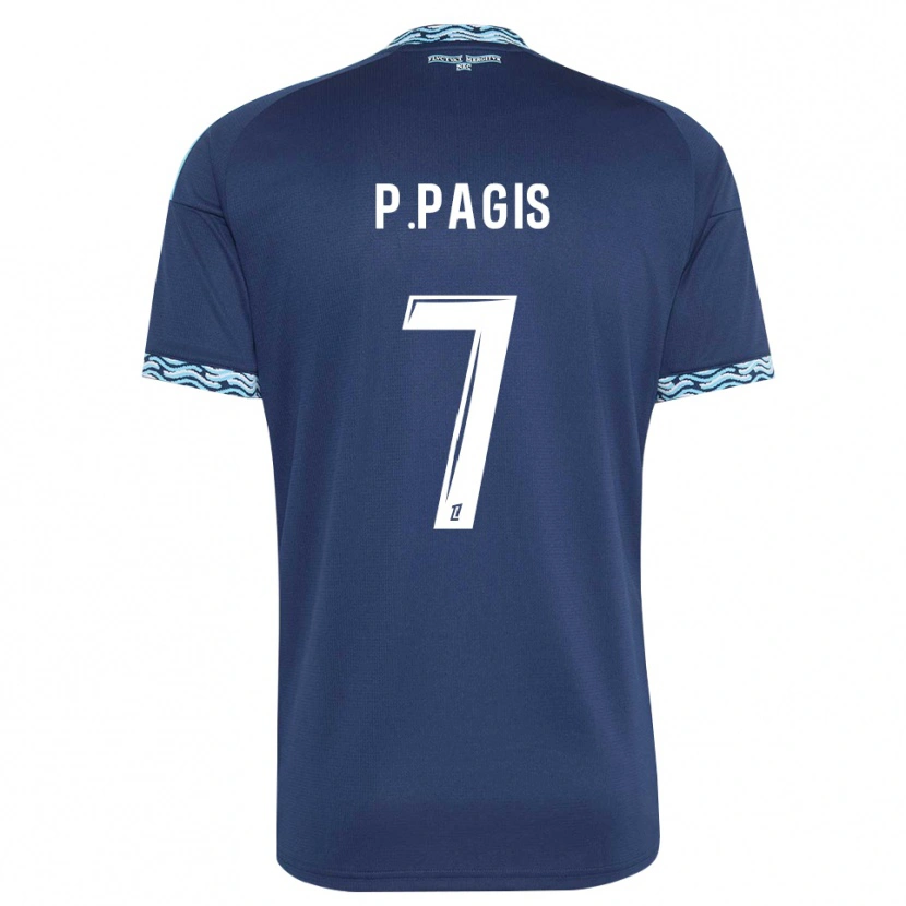 Danxen Enfant Maillot Pablo Pagis #7 Bleu Acier Blanc Tenues Domicile 2026/27 T-Shirt