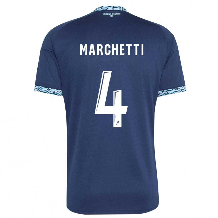 Danxen Enfant Maillot Vincent Marchetti #4 Bleu Acier Blanc Tenues Domicile 2026/27 T-Shirt