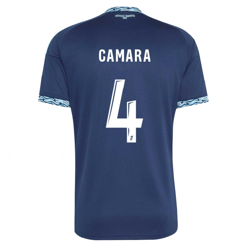 Danxen Enfant Maillot Alseny Camara #4 Bleu Acier Blanc Tenues Domicile 2026/27 T-Shirt