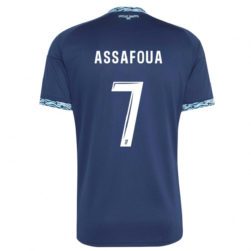 Danxen Enfant Maillot Nolhan Assafoua #7 Bleu Acier Blanc Tenues Domicile 2026/27 T-Shirt