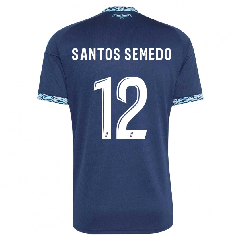 Danxen Enfant Maillot Ilyes Dos Santos Semedo #12 Bleu Acier Blanc Tenues Domicile 2026/27 T-Shirt