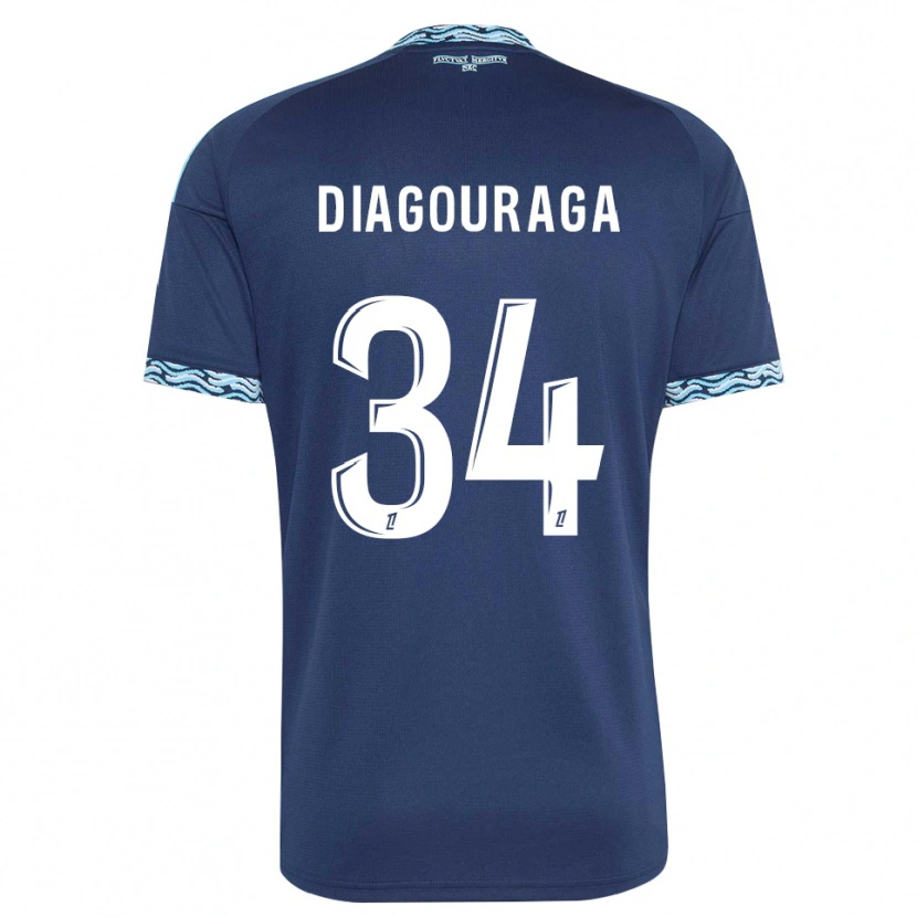 Danxen Enfant Maillot Djibril Diagouraga #34 Bleu Acier Blanc Tenues Domicile 2026/27 T-Shirt