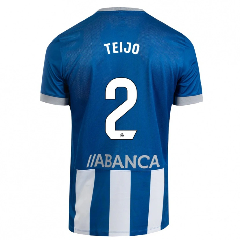 Danxen Enfant Maillot Quique Teijo #2 Bleu Gris Blanc Tenues Domicile 2026/27 T-Shirt
