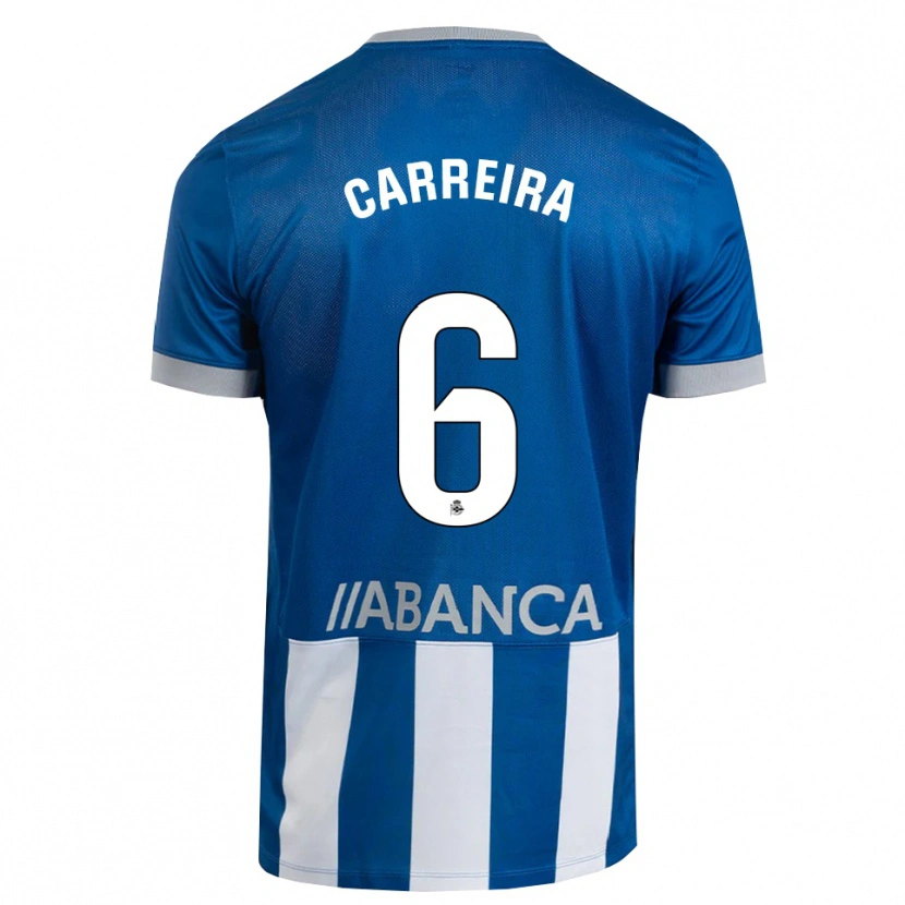 Danxen Enfant Maillot David Carreira #6 Bleu Gris Blanc Tenues Domicile 2026/27 T-Shirt