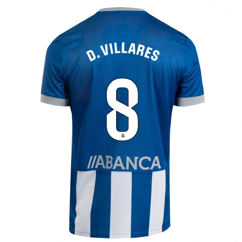 Danxen Enfant Maillot Diego Villares #8 Bleu Gris Blanc Tenues Domicile 2026/27 T-Shirt