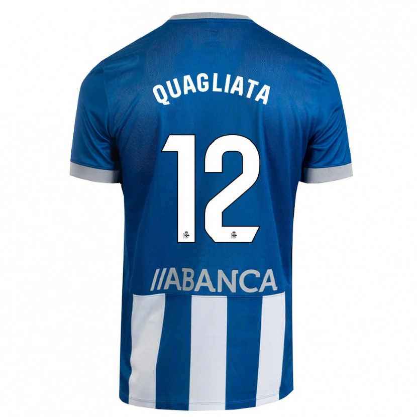 Danxen Enfant Maillot Giacomo Quagliata #12 Bleu Gris Blanc Tenues Domicile 2026/27 T-Shirt