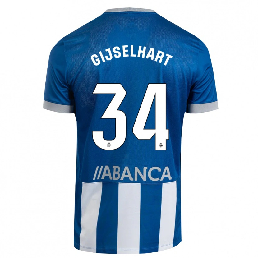 Danxen Enfant Maillot Teun Gijselhart #34 Bleu Gris Blanc Tenues Domicile 2026/27 T-Shirt