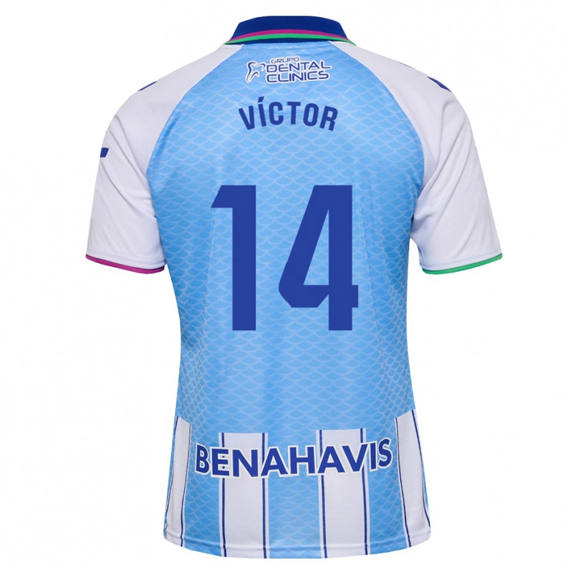 Danxen Enfant Maillot Víctor García #14 Bleu Ciel Profond Blanc Tenues Domicile 2026/27 T-Shirt
