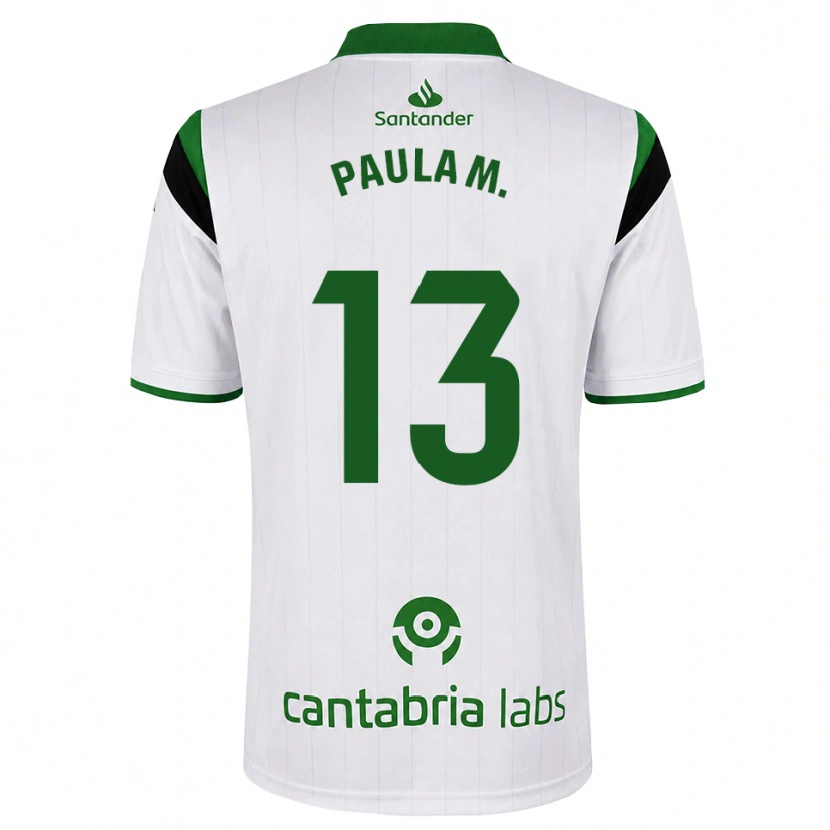 Danxen Enfant Maillot Paula Muñoz Álvarez #13 Blanc Vert Noir Tenues Domicile 2026/27 T-Shirt