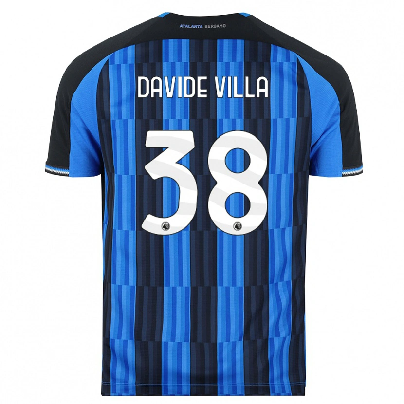 Danxen Enfant Maillot Matteo Davide Villa #38 Bleu Noir Rouge Tenues Domicile 2026/27 T-Shirt