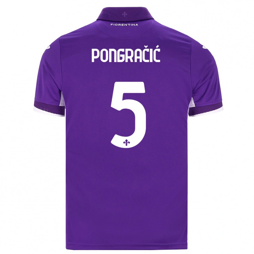 Danxen Enfant Maillot Marin Pongracic #5 Violet Blanc Rose Tenues Domicile 2026/27 T-Shirt
