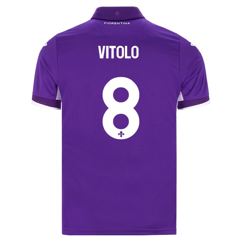 Danxen Enfant Maillot Federico Vitolo #8 Violet Blanc Rose Tenues Domicile 2026/27 T-Shirt