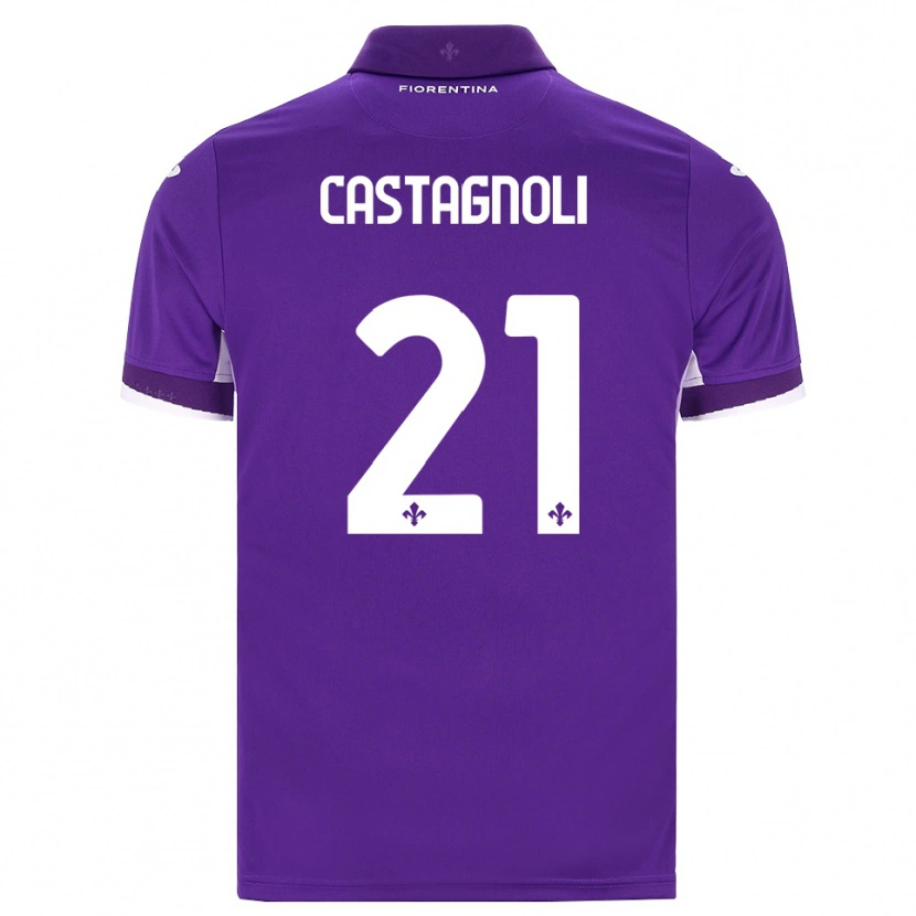 Danxen Enfant Maillot Filippo Castagnoli #21 Violet Blanc Rose Tenues Domicile 2026/27 T-Shirt