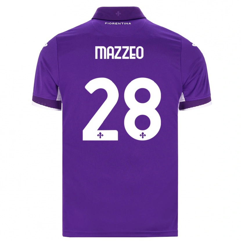 Danxen Enfant Maillot Brando Mazzeo #28 Violet Blanc Rose Tenues Domicile 2026/27 T-Shirt