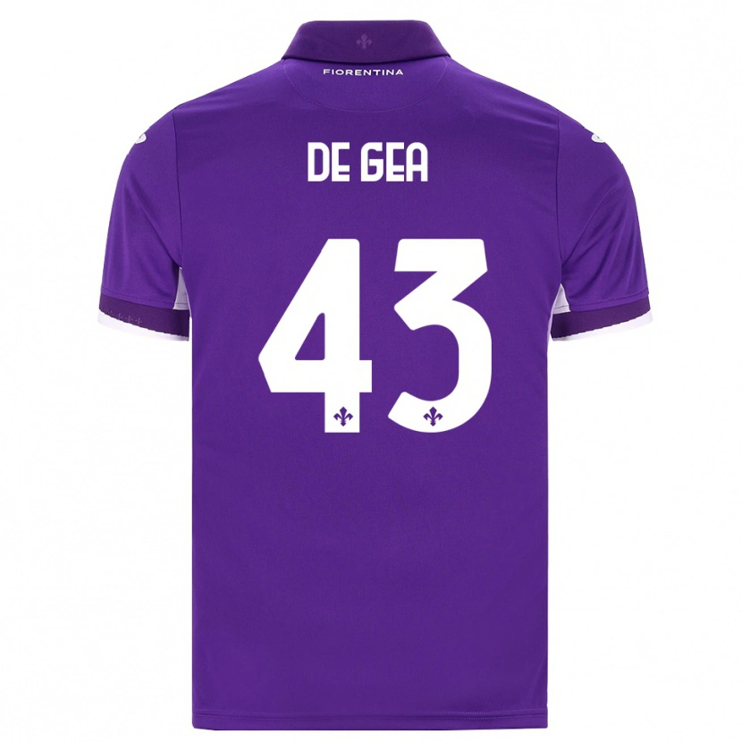Danxen Enfant Maillot David De Gea #43 Violet Blanc Rose Tenues Domicile 2026/27 T-Shirt