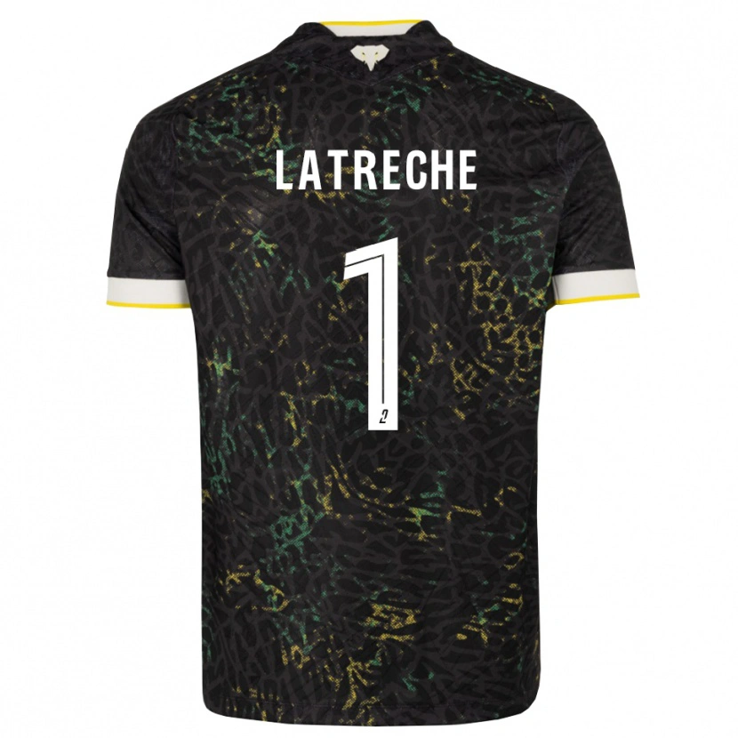 Danxen Enfant Maillot Yanis Latreche #1 Noir Blanc Jaune Tenues Extérieur 2026/27 T-Shirt