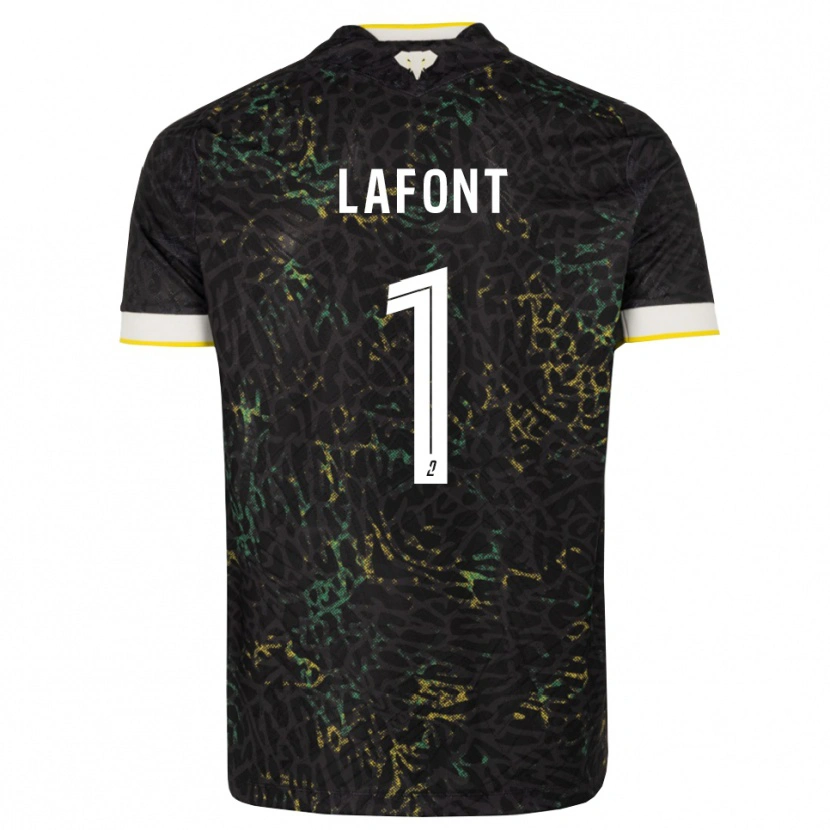 Danxen Enfant Maillot Alban Lafont #1 Noir Blanc Jaune Tenues Extérieur 2026/27 T-Shirt