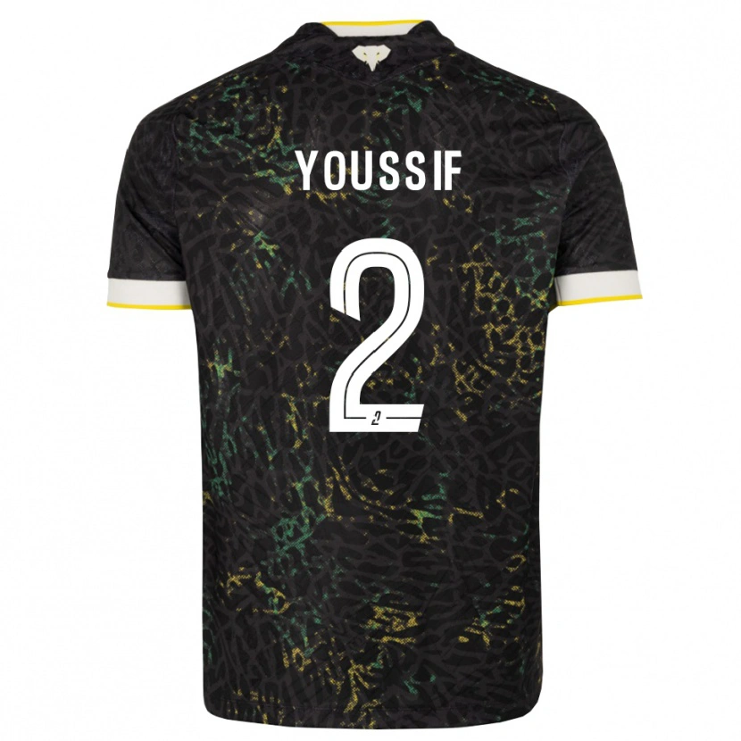 Danxen Enfant Maillot Ali Youssif #2 Noir Blanc Jaune Tenues Extérieur 2026/27 T-Shirt