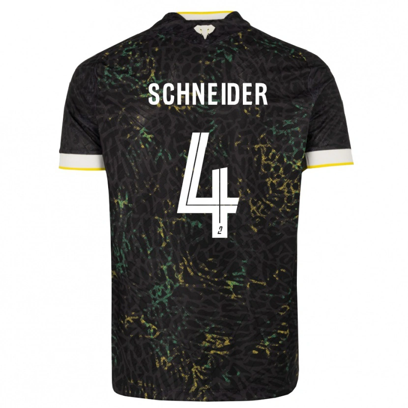 Danxen Enfant Maillot Octave Schneider #4 Noir Blanc Jaune Tenues Extérieur 2026/27 T-Shirt