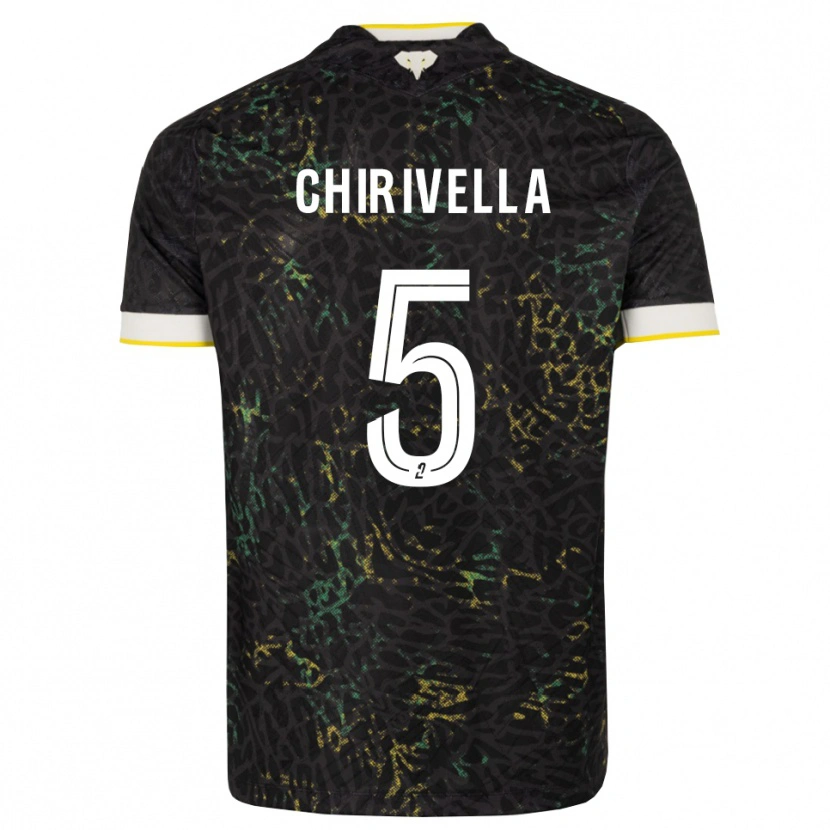Danxen Enfant Maillot Pedro Chirivella #5 Noir Blanc Jaune Tenues Extérieur 2026/27 T-Shirt